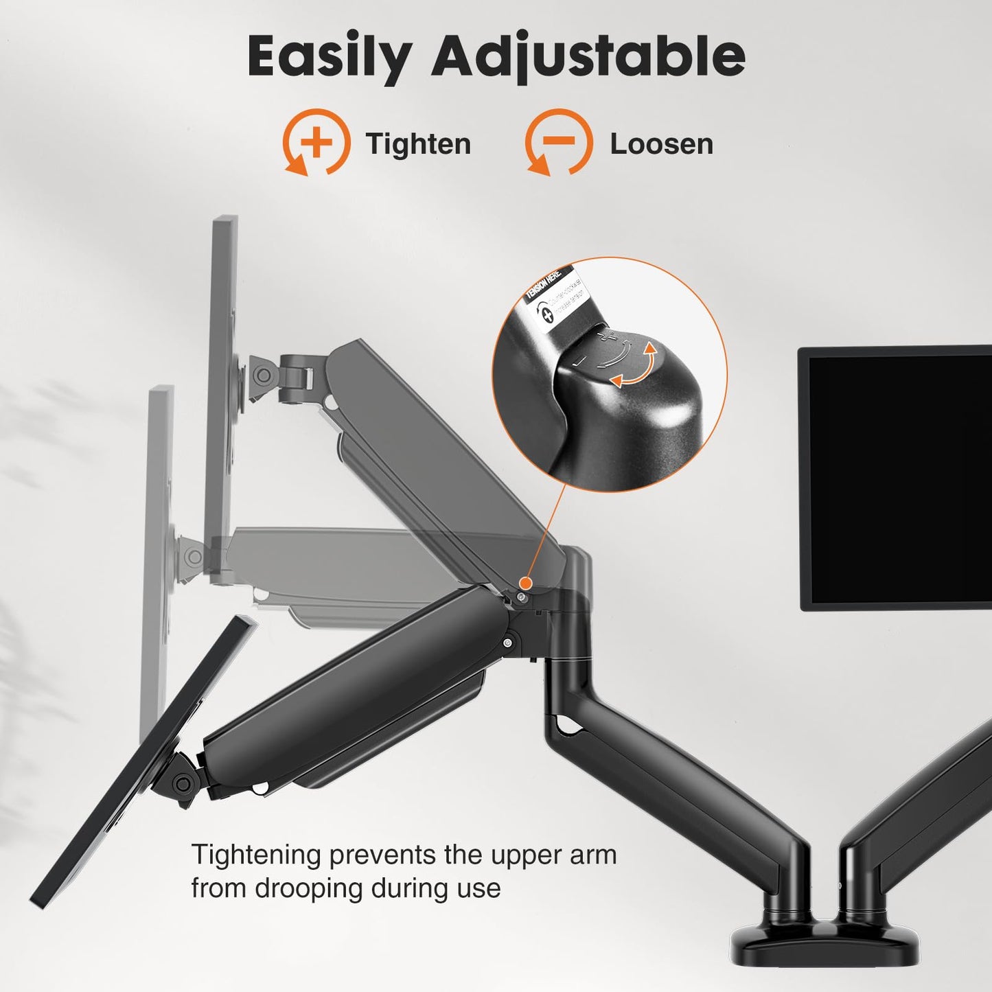 Simple Deluxe Dual Monitor Arm, Adjustable Monitor Stand Mount for 13" to 32" Display, Black