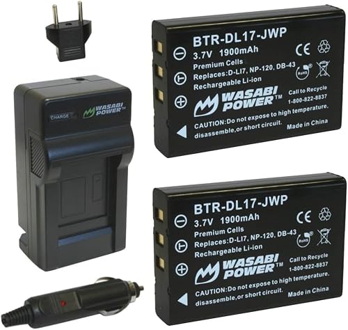 Wasabi Power Battery (2-Pack) and Charger for Toshiba PX1657, PA3791U and Toshiba Camileo H30, H31, X100