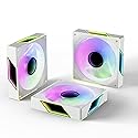 FexaDon Tek 120mm ARGB Computer Case Fan, 4 Pin PWM, Silent Computer Cooler with Infinity Mirror 1550RPM (3 Pack, White,120mm)