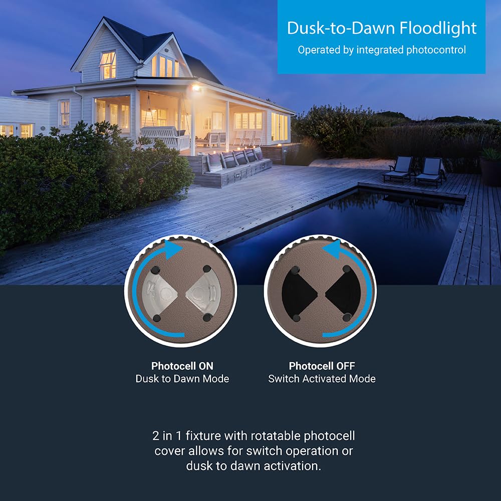 HALO TGS Outdoor Integrated LED Dusk to Dawn-Flood & Security Light Single Square Head Bronze