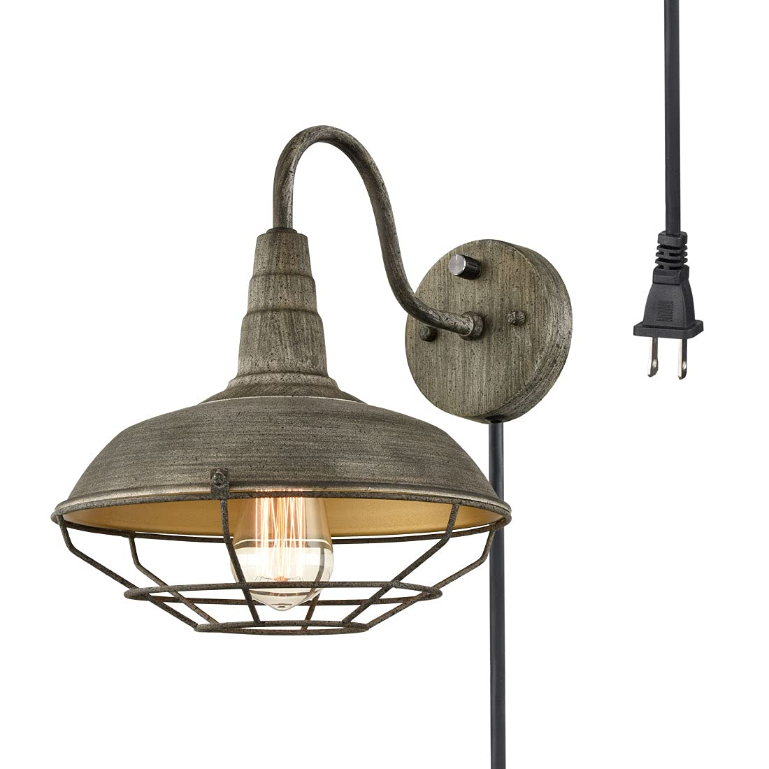 HOLKIRT Wall Sconce with Plug in Cord and On Off Switch,Retro Gooseneck Wall Light Fixtures for Bedroom Nightstand