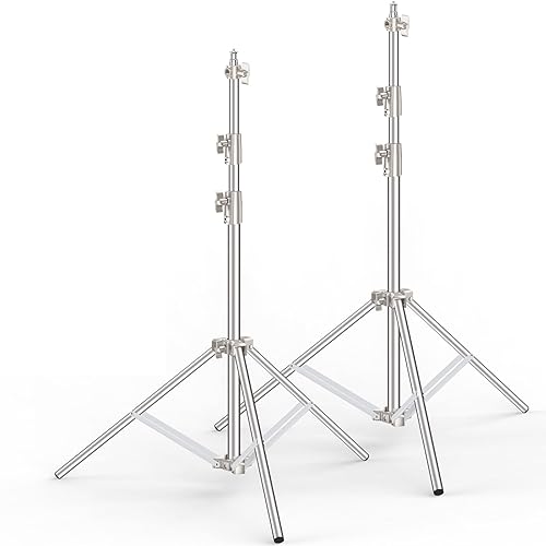 Anautin 9.2 FT Stainless Steel Light Stand Photography, 2 Pack Heavy Duty Photography Tripod Stand with 1/4” to 3/8” Screw Adapter for Strobe,LED