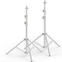 Anautin 9.2 FT Stainless Steel Light Stand Photography, 2 Pack Heavy Duty Photography Tripod Stand with 1/4” to 3/8” Screw Adapter for Strobe,LED