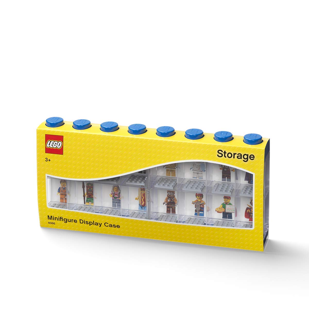 Room Copenhagen Lego Minifigure Display Case, Stackable Storage Container for Collectible Figurines, 8 Stud, Bright Blue