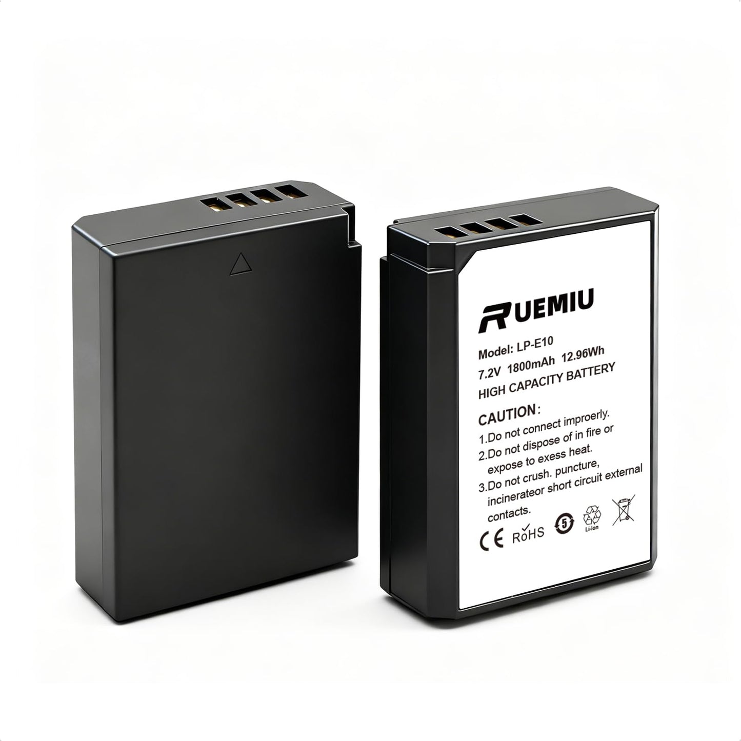 RUEMIU 2-Pack Upgraded 1800mAh LP-E10 Battery Compatible with Canon EOS Rebel T7 T6 T5 T3 T100 4000D 3000D 2000D 1500D 1300D 1200D 1100D Kiss X50 X70