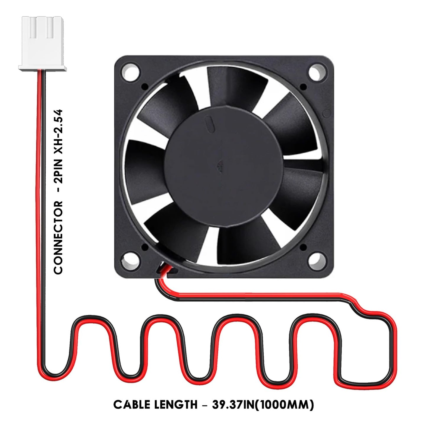 WINSINN DC 60mm Fan 24V 6020 Dual Ball Bearing Brushless Cooling 60x20mm 2PIN (Pack of 4Pcs)