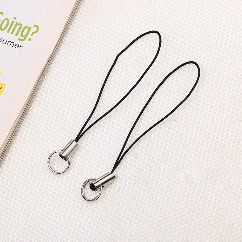 Dwuww 10 Pcs Tone Black Lanyard Cell Phone Charm Split Ring Strap, Clasp Lariat Cord Strap for Mobile Cell Phone/Mp3/Mp4/Usb Flash Drive//Keyrin