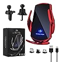 LFNOWN Wireless Car Charger Vent Mount Automotive Electric Induction 15W Wireless Charger Car Vent Mount Bracket Fast Charging Auto-Clamping Car Phone