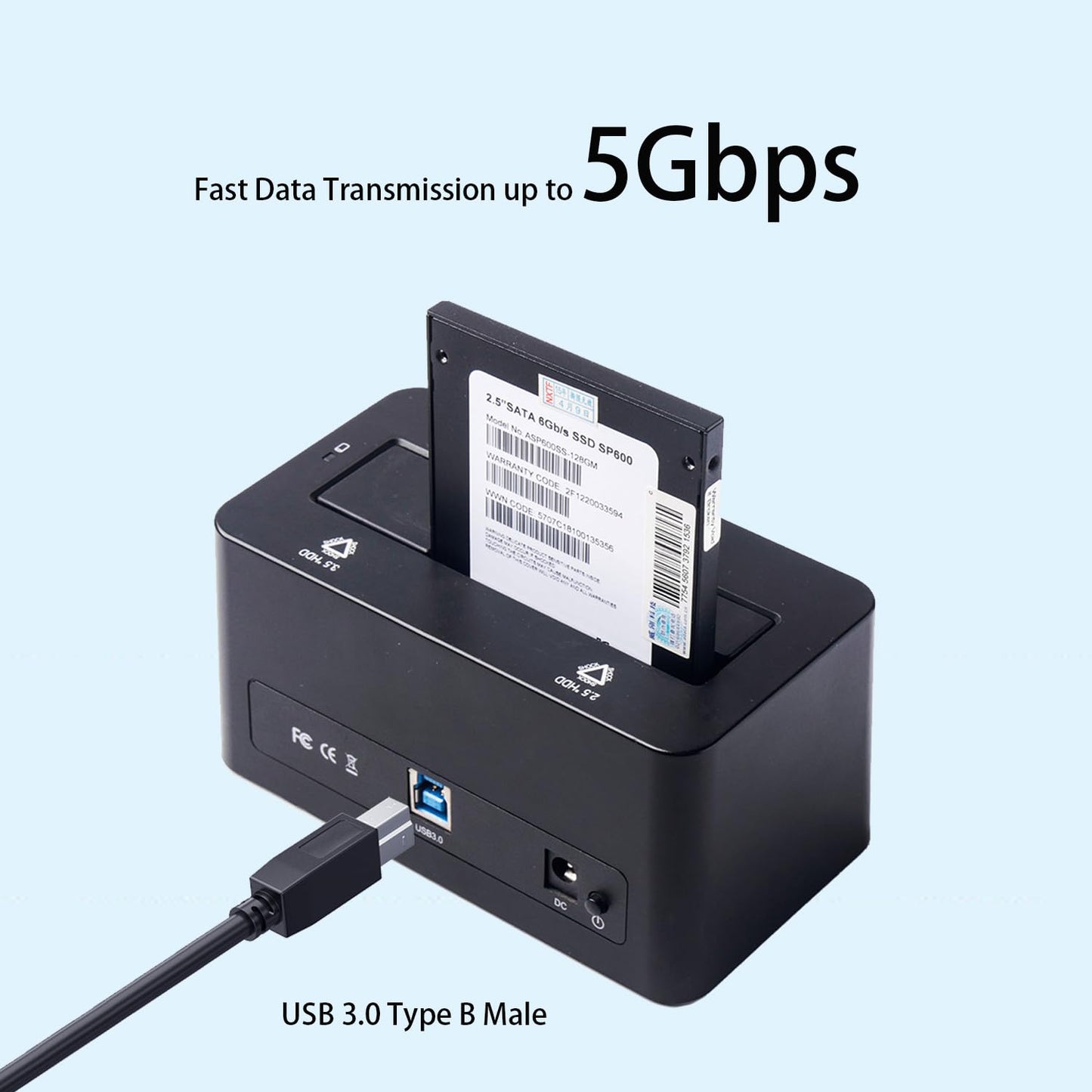 Pocxwa USB 3.0 Printer Cable, USB-A to B Male Cord 5Gbps Data Sync Compatible with Printers, Scanner, Docking Station, External Hard Drivers, Monitor