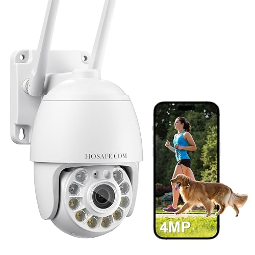 Plug-in Cameras for Home Security 4MP HD, Hosafe WiFi Security Cameras Wireless Outdoor, Outdoor Camera Wireless, Motion Detection, Pan Tilt Auto