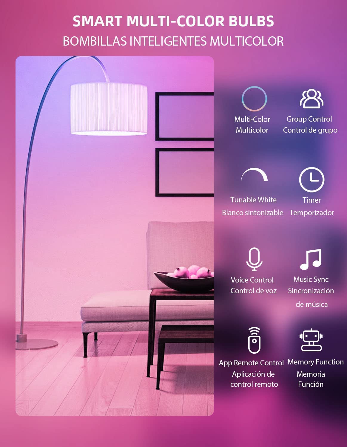 WOWLUMEN Smart Light Bulbs, 2700K-6500K Dimmable & Color Changing A19 LED Bulb, Works with Alexa Siri Google Home, 2.4GHz WiFi, RGBCW Light Bulb