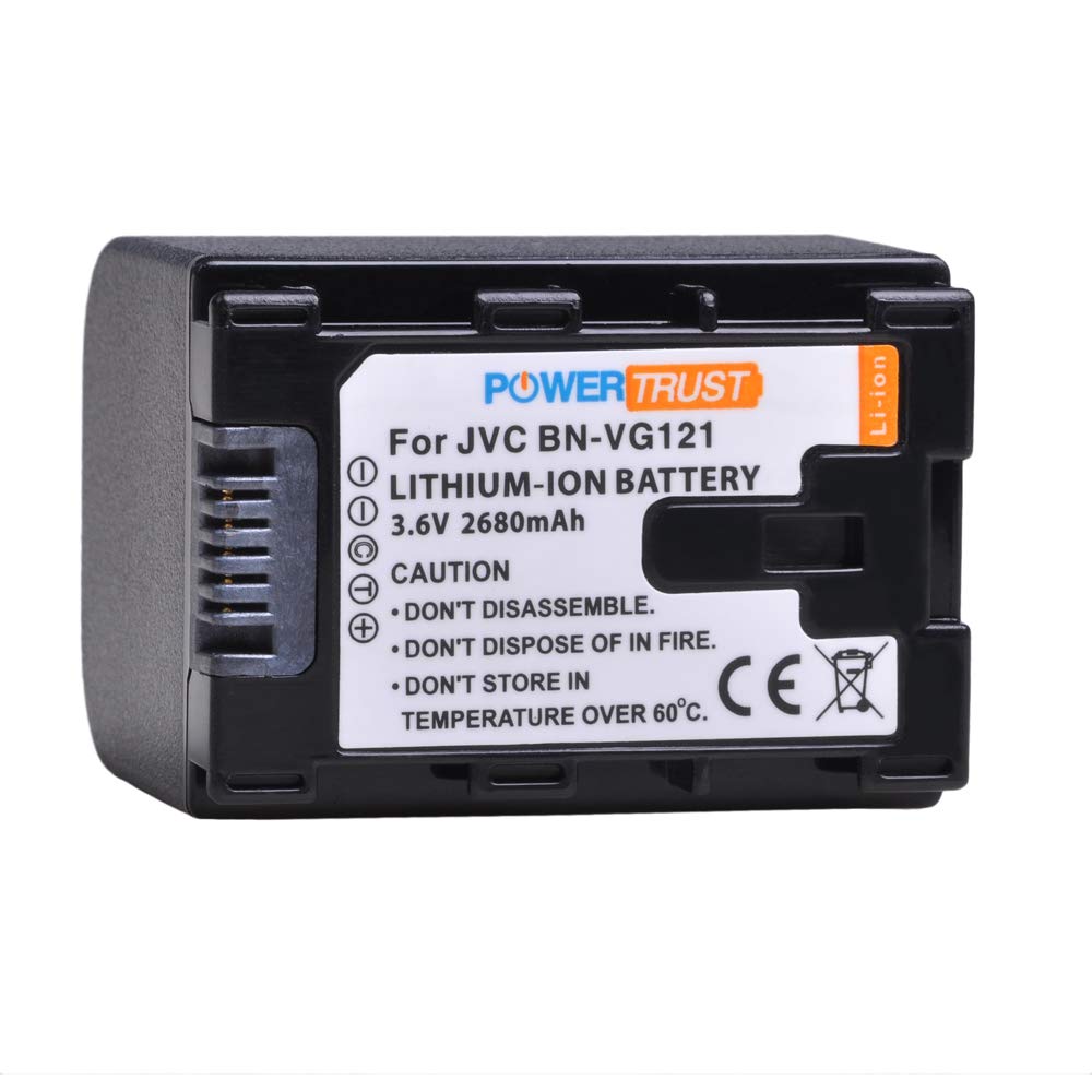 PowerTrust 1x BN-VG121 BN-VG121US VG121US Battery + LCD USB Charger for JVC Everio GZ-E Series BN-VG138, BN-VG138US, BN-VG107, BN-VG107U, BN-VG107US