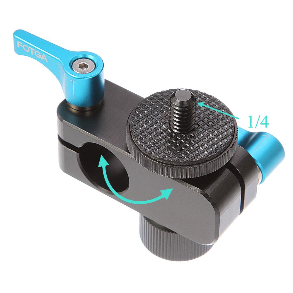 Fotga DP500 III 15mm Rod Clamp Mount with 1/4 Thread Screw and Hole for Dslr Camera Monitor Magic Arm Tripod Ball Head