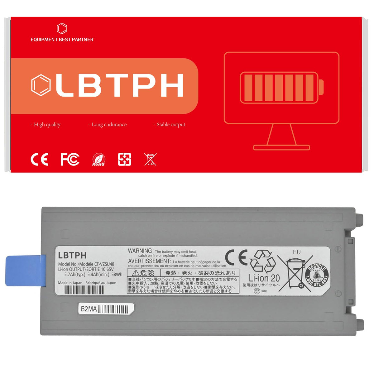 LBTECH CF-VZSU48 Laptop Battery Replacement for Panasonic Toughbook CF-19 CF19 CF-VZSU48U VZSU28 VZSU50 VZSU48CJS VZSU48R VZSU87R 10.65V 5700mAh