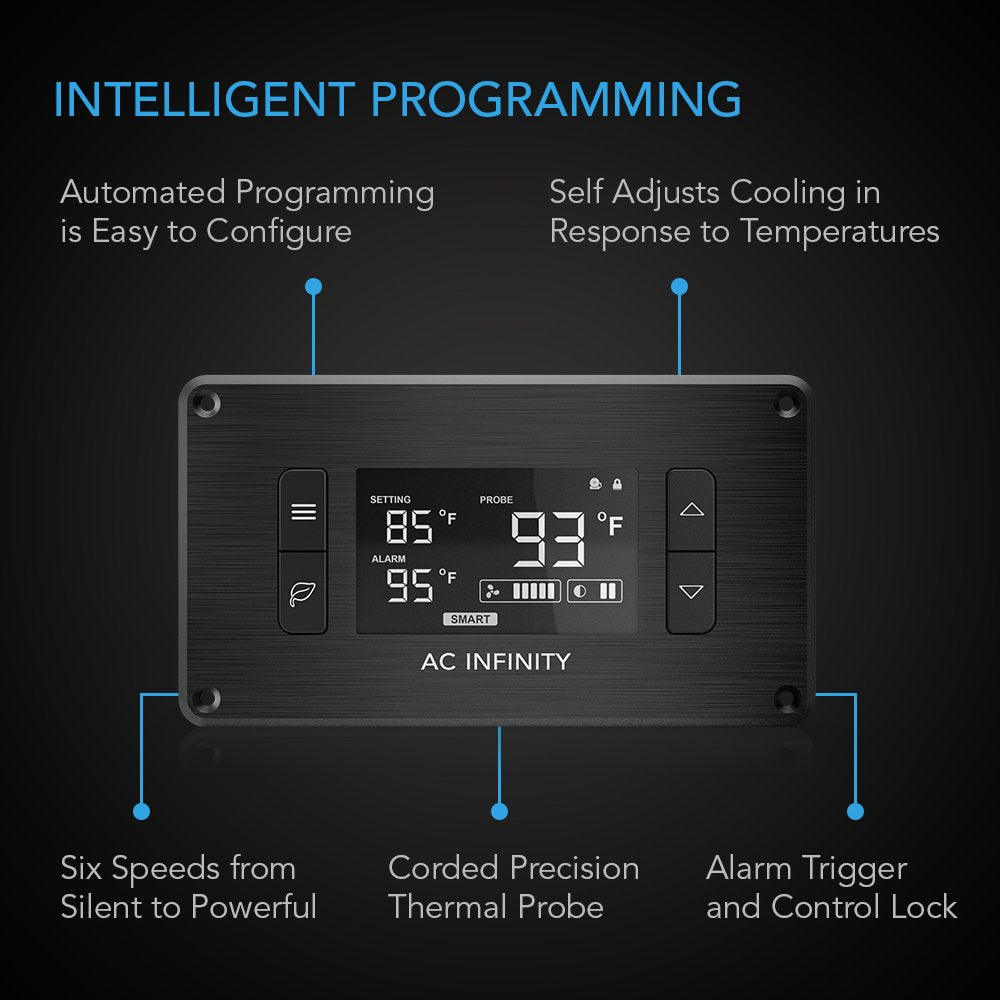 AC Infinity AIRPLATE T8, Quiet Cooling Dual-Fan System 6" with Thermostat Control, for Home Theater AV Cabinets