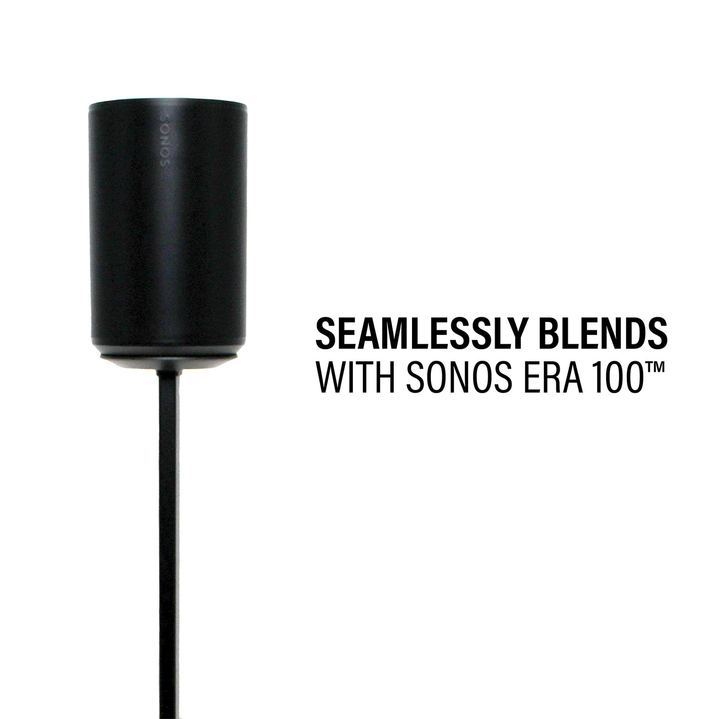Sanus Speaker Stand for Sonos Era 100 Speakers - Height Adjustable Single Stand w/Easy 3 Step Install - Includes Rubber Feet & Carpet Spikes - Black