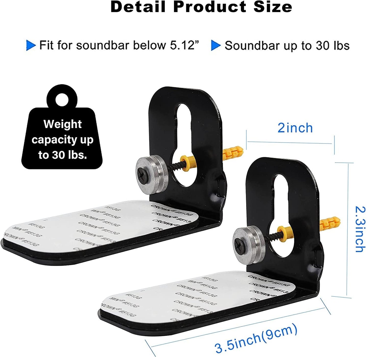 Amtone Universal Soundbar Mounts Wall Mount Kit for Vizio Samsung LG TCL ONN Polk Audio Roku JBL Bose Sound Bar System Wall Mount Brackets with