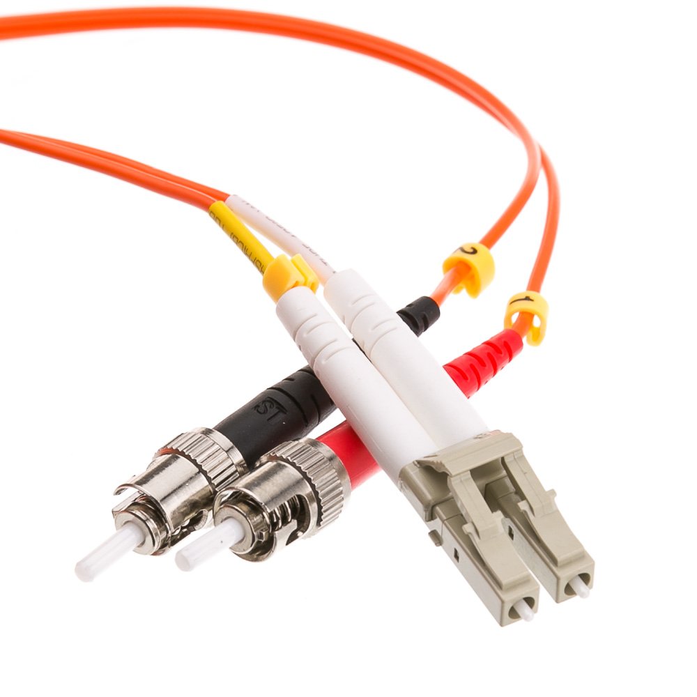 CableWholesale LC to ST OM2 Multimode Duplex Fiber Patch Cord, 1m/3.3ft