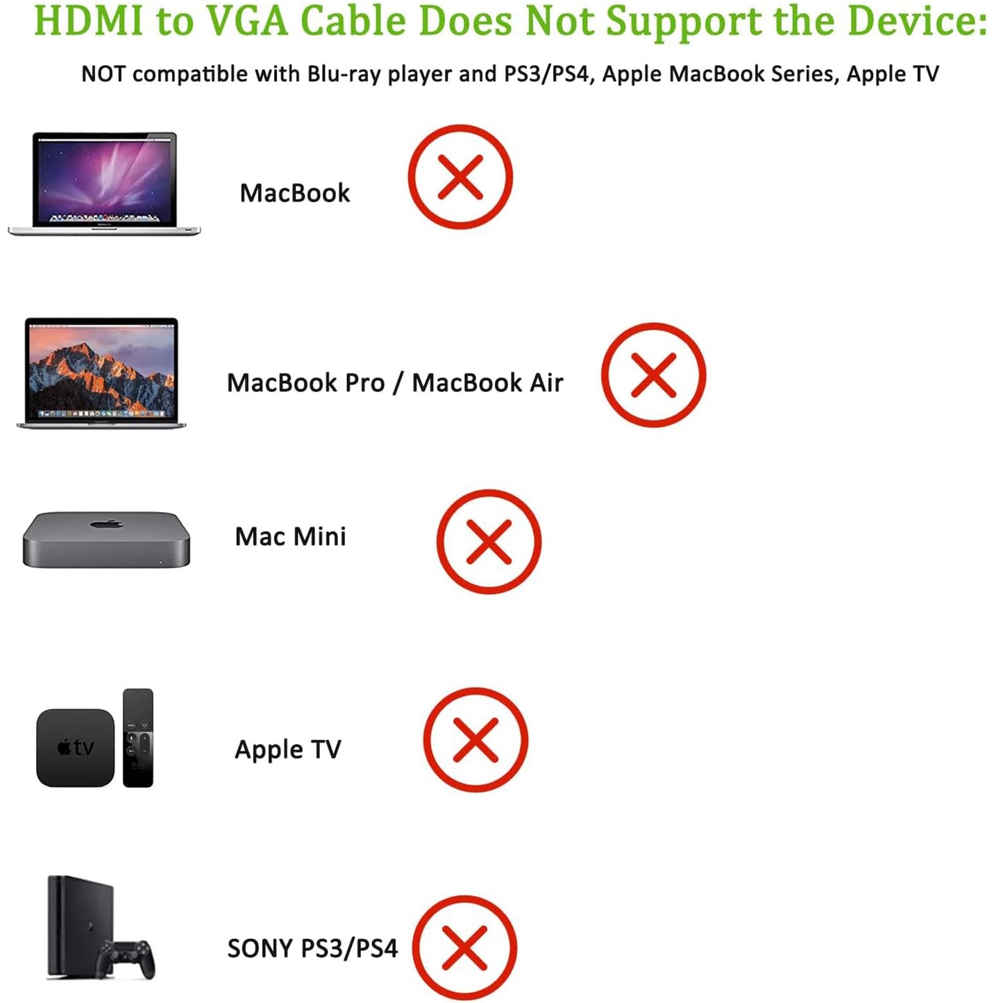 HDMI to VGA Cable 3FT, Computer HDMI to VGA Monitor Cord (Male to Male) Compatible for Raspberry Pi, Roku, Computer, Desktop, Laptop, PC, Monitor