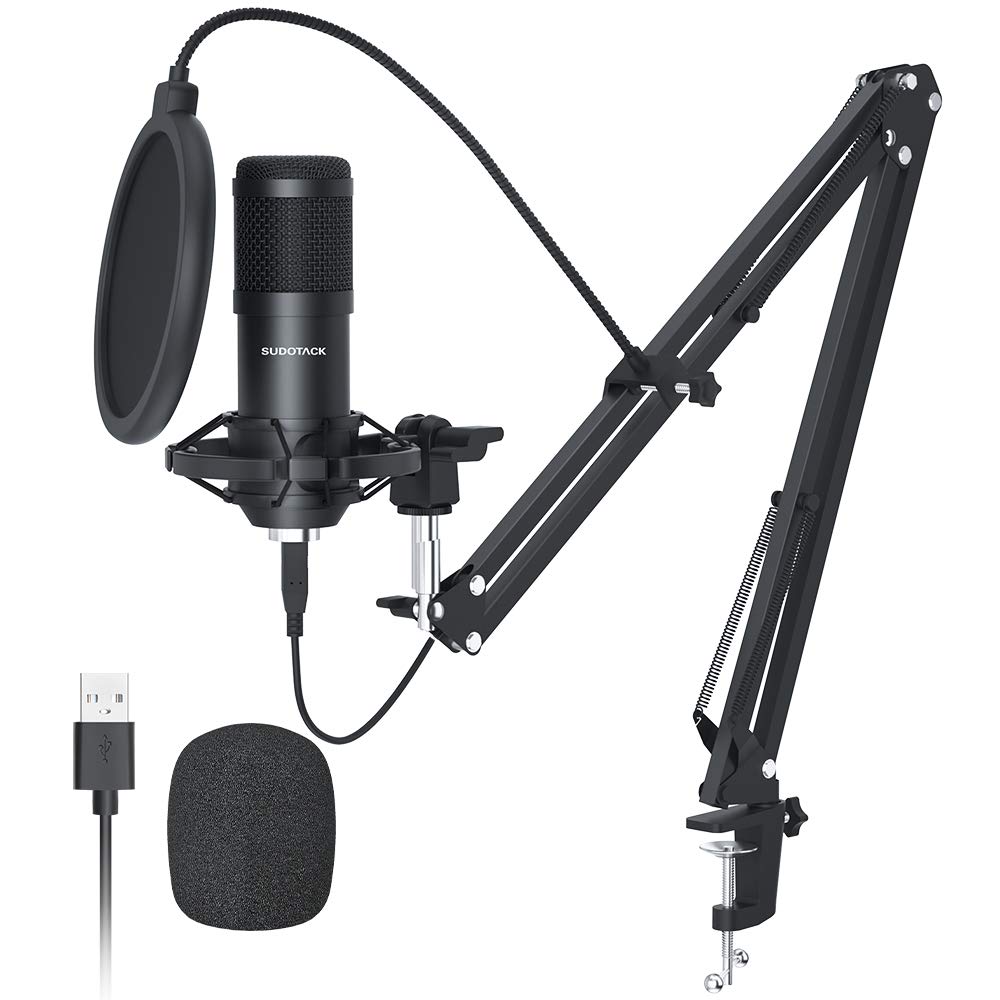 SUDOTACK USB Condenser Podcast Microphone for PC: Studio Microphone Kit with 192KHz/24bit Professional Sound Chipset Cardioid for Recording