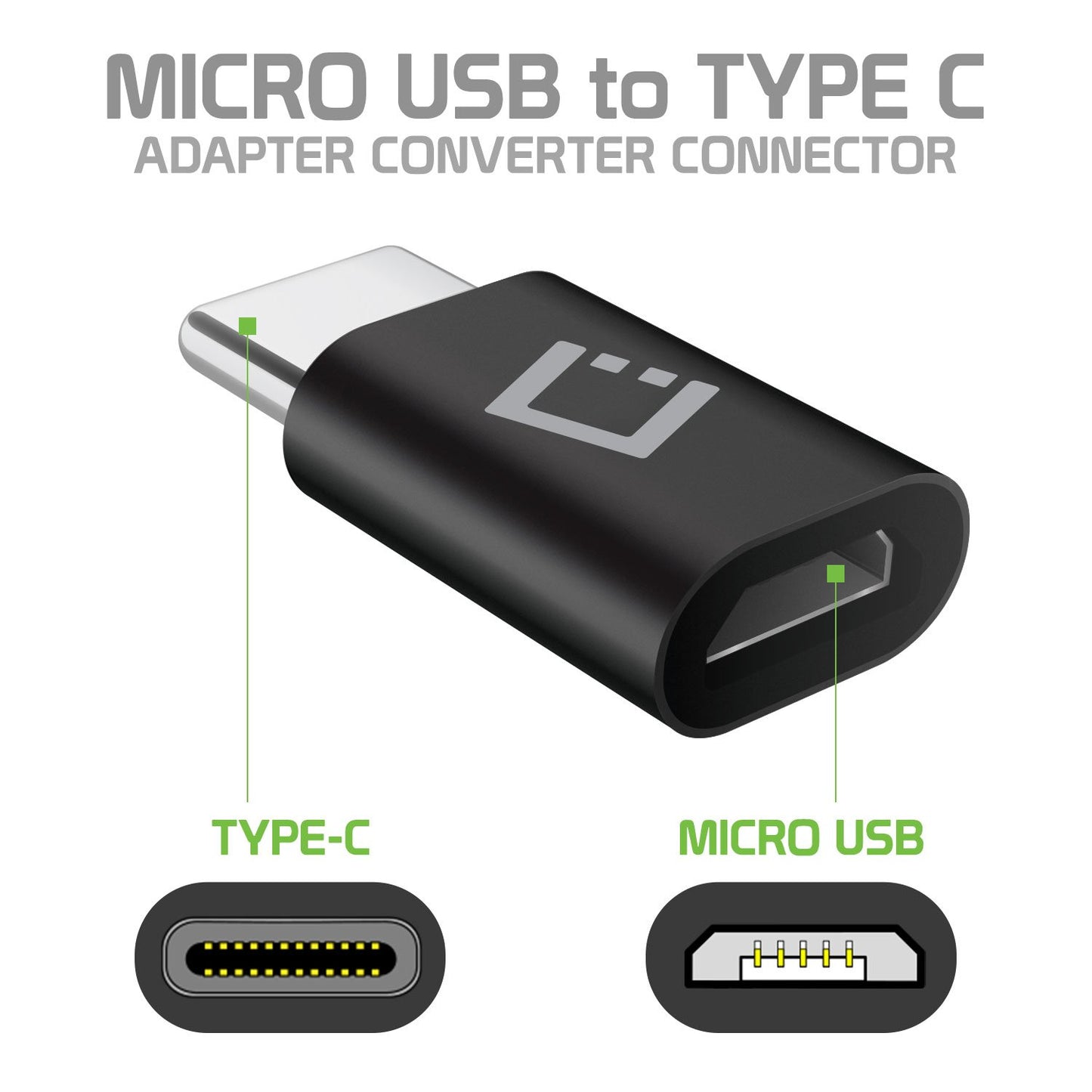 Cellet Micro USB to USB-C Adapter Connector Black (4 Pack)