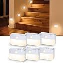 Coolilumi Motion Sensor Night Light Indoor Stair Lights Warm White Stick-On Closet Lights, Battery Operated Hallway Cabinet, Bedroom, Kitchen Lamps (6