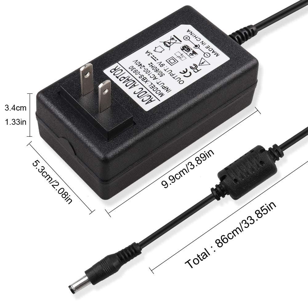AlloverPower 9V 3A 27W DC Power Supply Adapter Power Cord Charger for Schwinn Exercise Bike or Arduino UNO R3, for Crosley Cruiser CR8005A…
