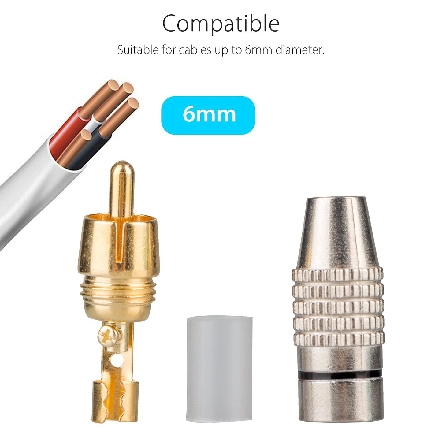 EEEKit 20Pack RCA Male Plug Solder, Gold Audio Video Adapter Connector for Speaker Wire Wall Plate Home Theater Audio Video Receiver Amplifiers