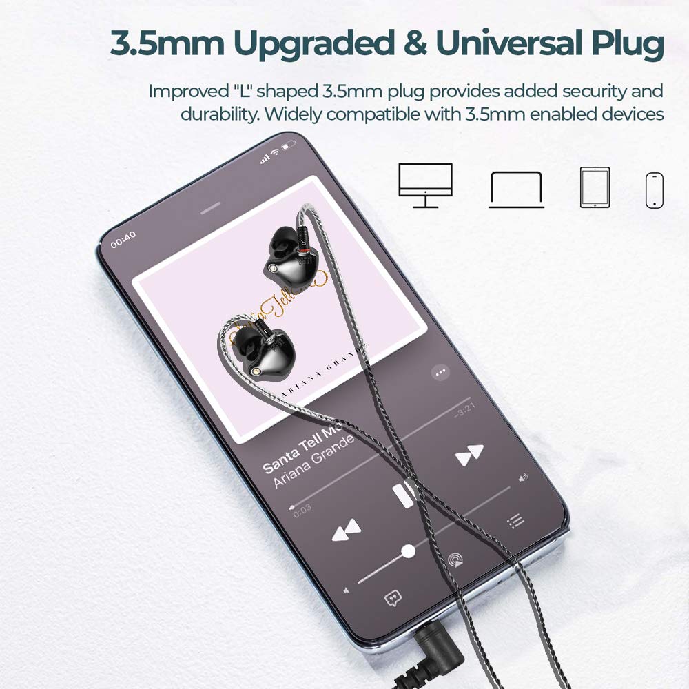 DCMEKA Wired Earbuds in-Ear Headphones for Singers/Drummers/Musicians, Noise Isolating Bass Driven Earphones, Carry Case, Ear Buds Tips, MMCX 3.5MM…