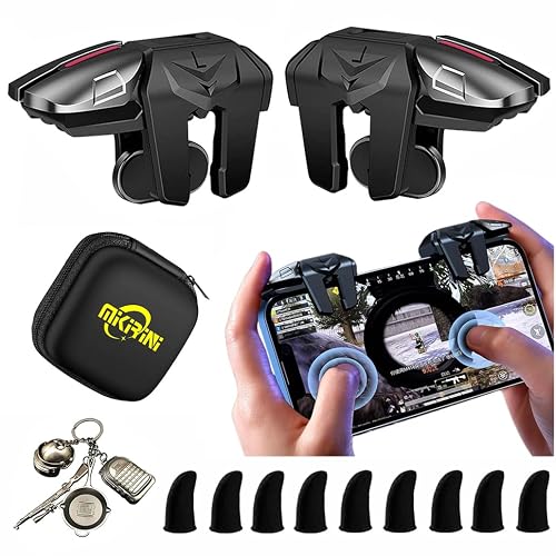 Mikirini 13 in 1 Mobile Gaming Combo Kits, L2R2 4 Triggers Cell Phone Controller for iPhones/Android Phones, compatible with PUBG/Fortnitee/Call