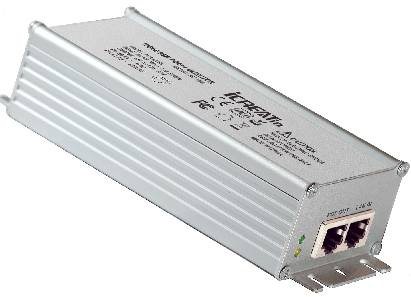 2.5G Gigabit POE++ Injector, Supplies PoE (15.4W), PoE+ (30W), or PoE++ (90W), Converts a Non-PoE Port to A PoE++ 2.5G Port, Integrated Power Supply