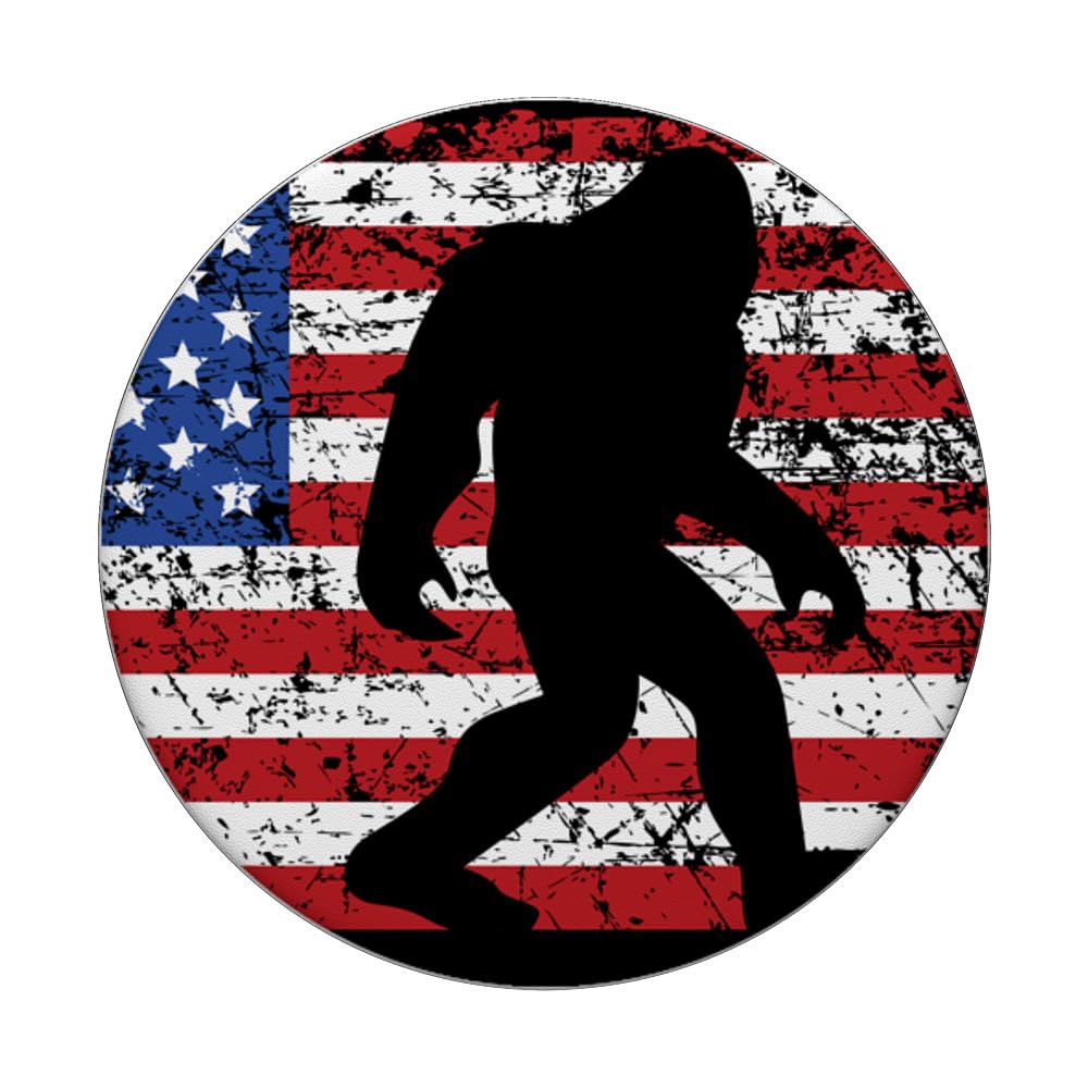 American Flag Bigfoot Black PopSockets Stand for Smartphones and Tablets PopSockets Adhesive PopGrip