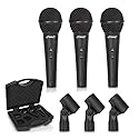 Pyle 3-Piece Professional Dynamic Microphone Kit - Cardioid Unidirectional Vocal Handheld Microphone with Hard Carry Case & Mic Holder/Clip - Pyle