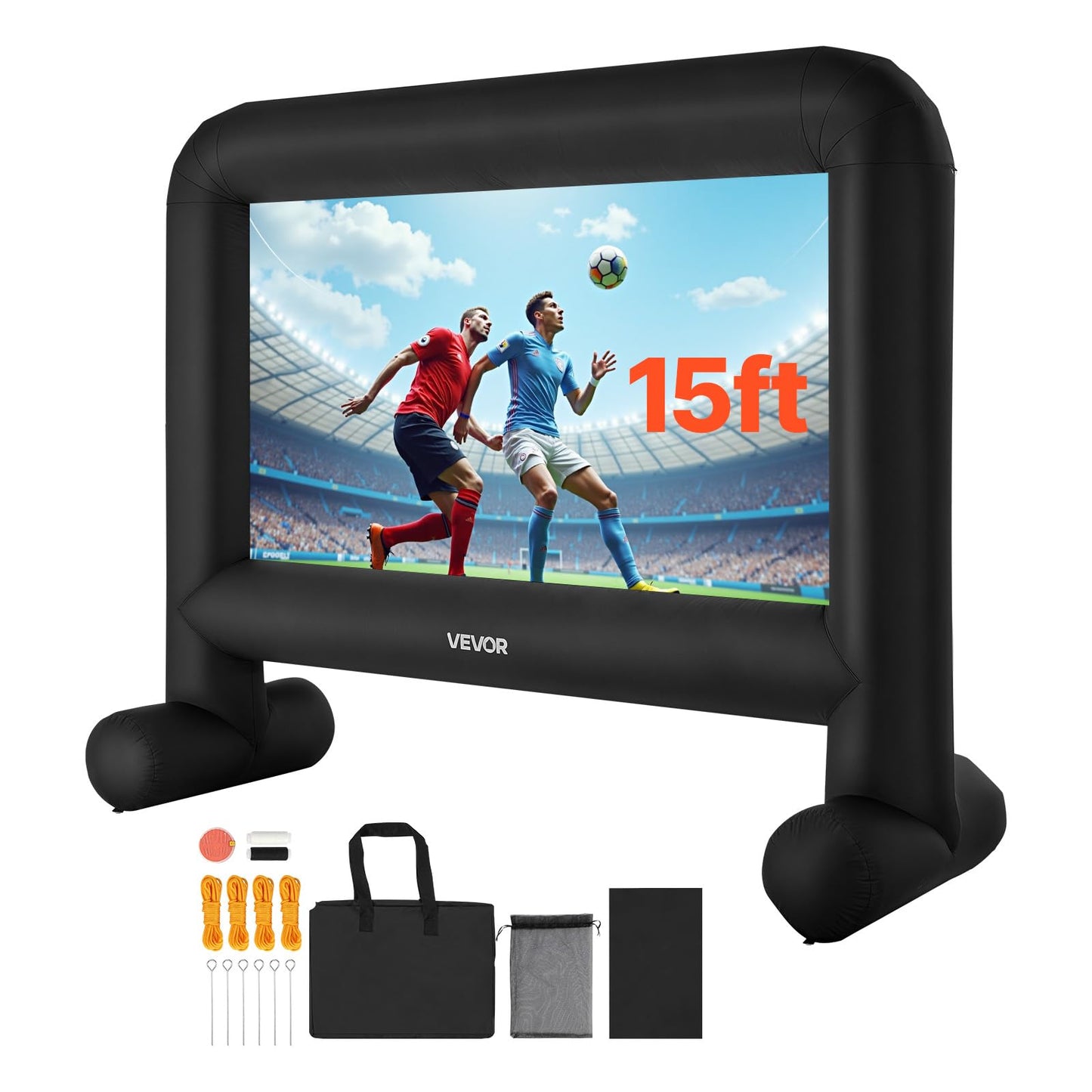 VEVOR 15FT Inflatable Movie Screen, Inflatable Projector Screen with Portable Storage Bag, 16:9 Easy Set Up Movie Projection for Outdoor Backyard