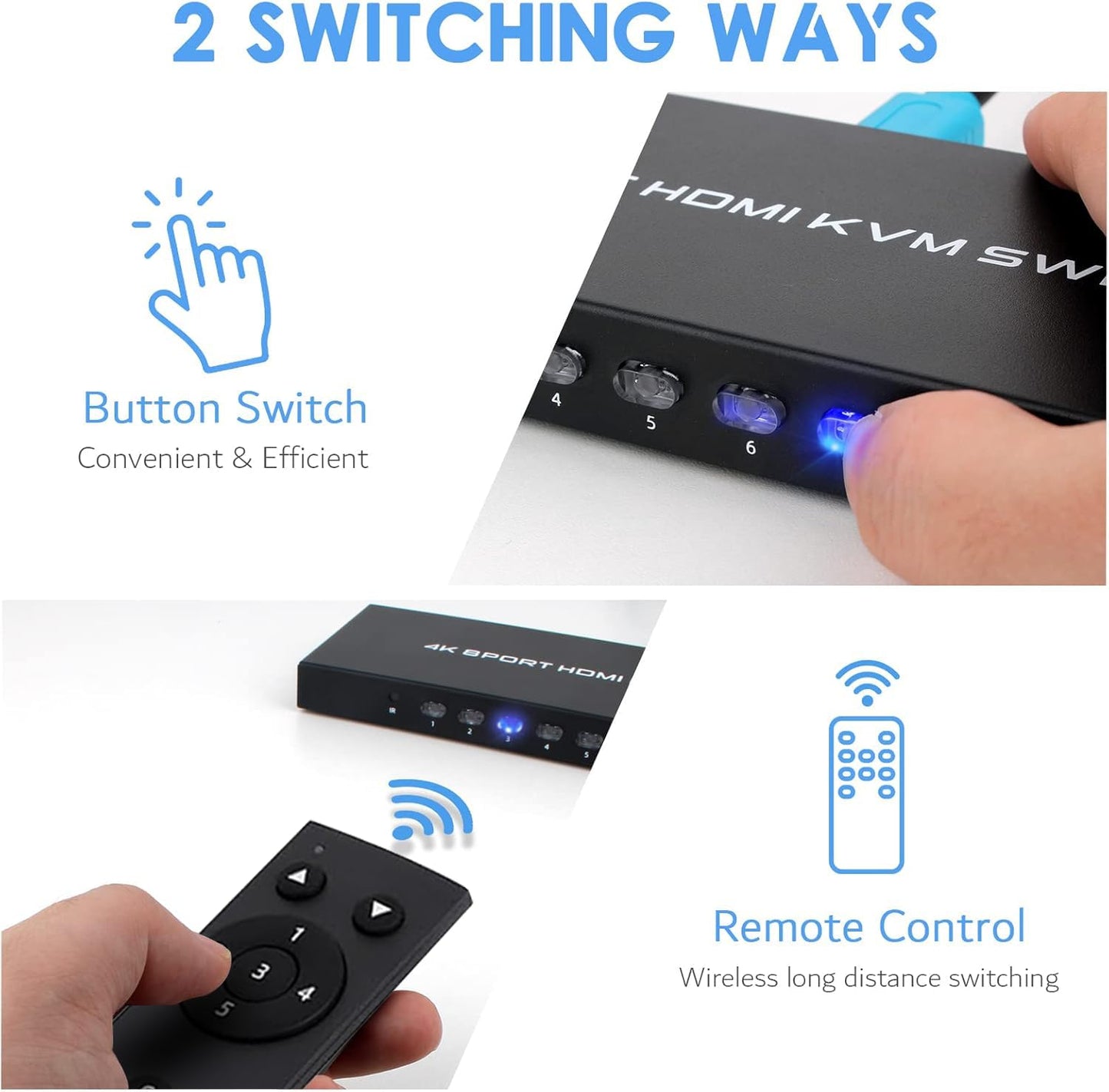 TCNEWCL 8 Port KVM Switch HDMI, 4K@30Hz 8 in 1 Out HDMI KVM Switch for 8 PC Sharing 1 HD Monitor and 4 USB Devices with IR Remote & 8 HDMI Cables