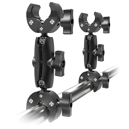 KMDODO 2 Pcs SuperClamp Double Camera Clamp with Dual Mount Bracket and Magic Arm Ball Head - Versatile Photography Accessory for Light Stands