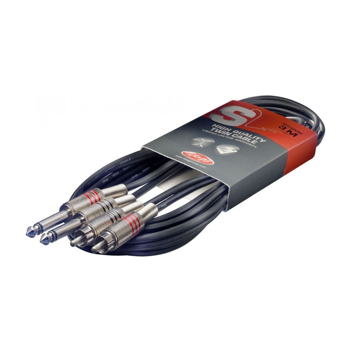 Stagg 10ft. Twin Cable - Phone Plug / Male RCA