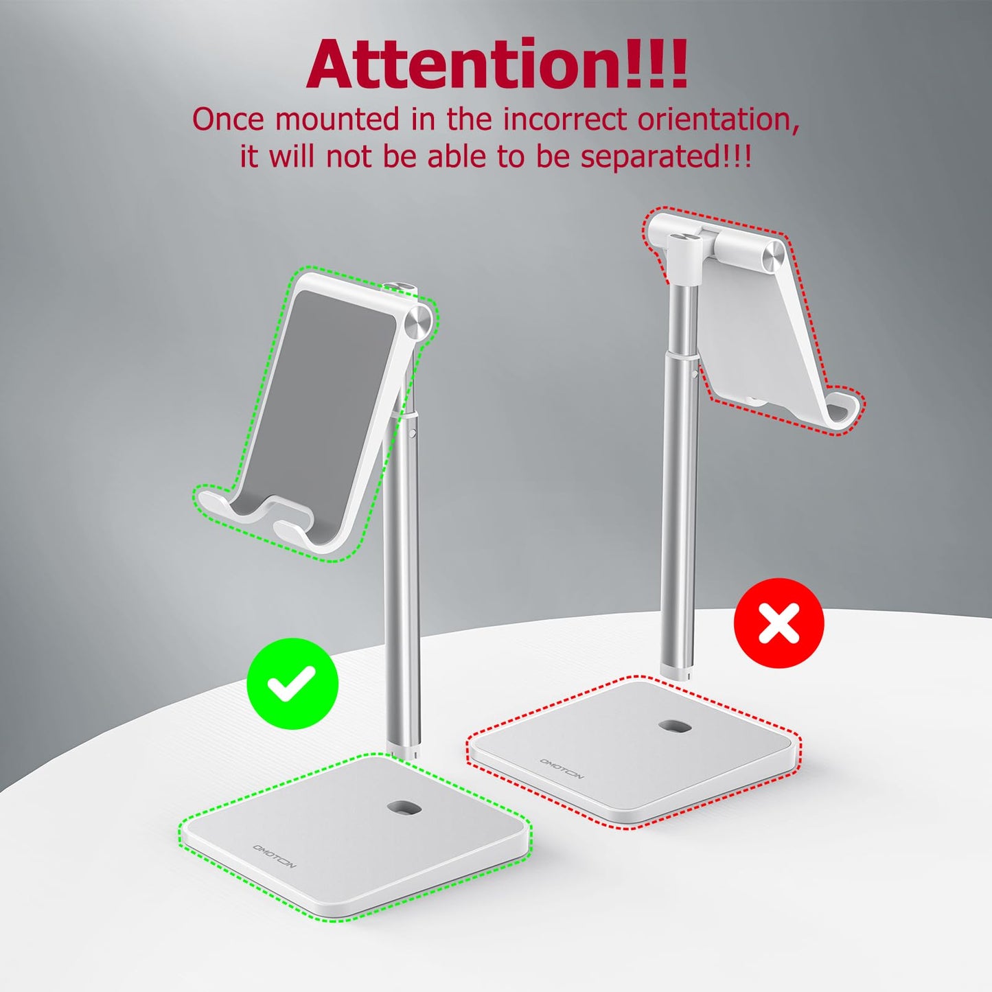OMOTON Cell Phone Stand, Adjustable Angle Height Desk Phone Dock Holder for iPhone Air 17 Pro Max/Plus/XS/XR, Samsung Galaxy S20 / S10 / S9 / S8