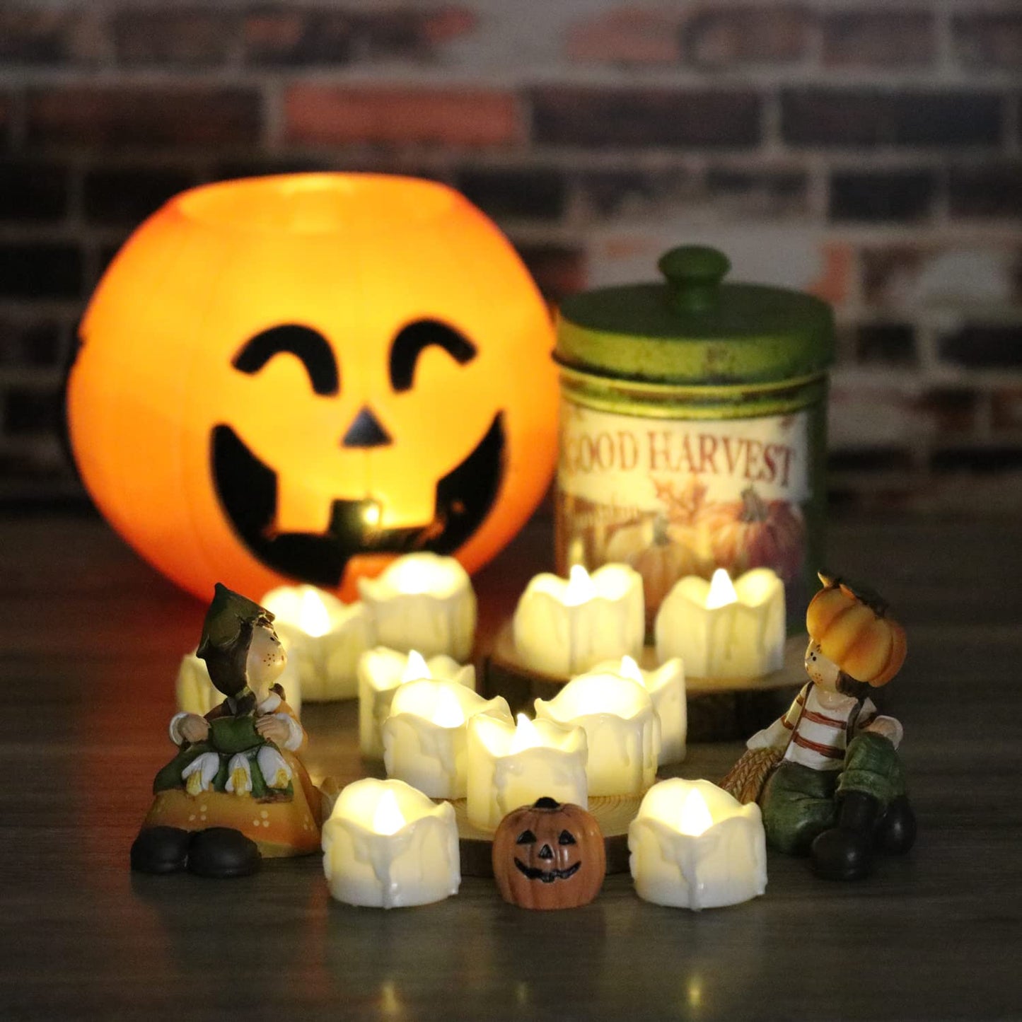 OWLBAY Set of 24 Battery Operated Timer LED Tealight Candles, Flickering Flameless Votive Candles for Halloween/Christmas and Party Decor, 6 Hours On