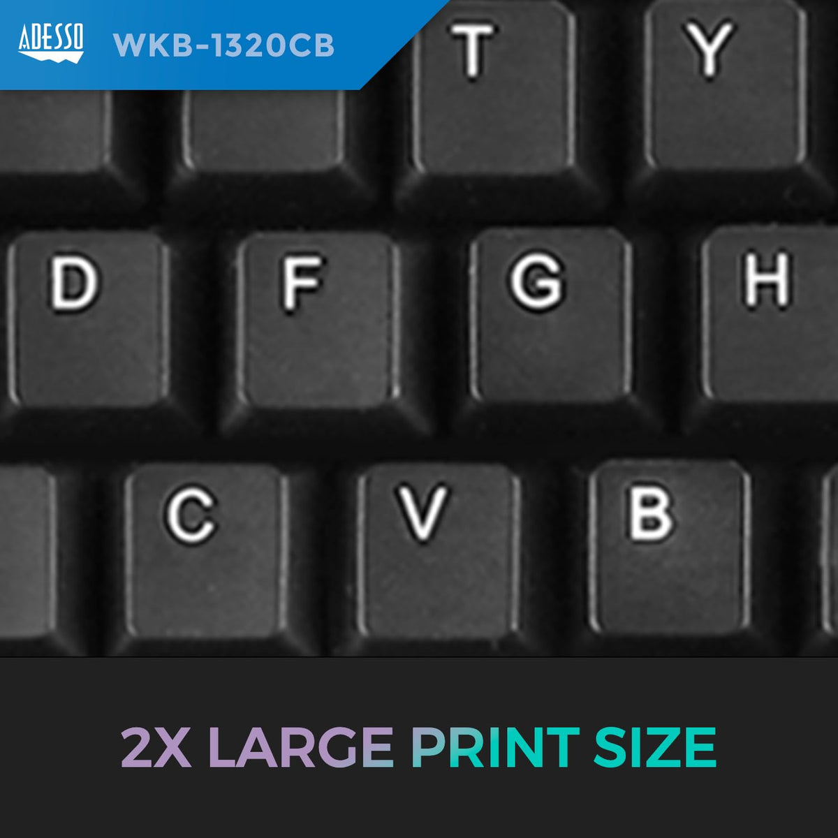 Adesso WKB-1320CB Wireless Desktop Keyboard and Mouse Combo, 2.4 GHz