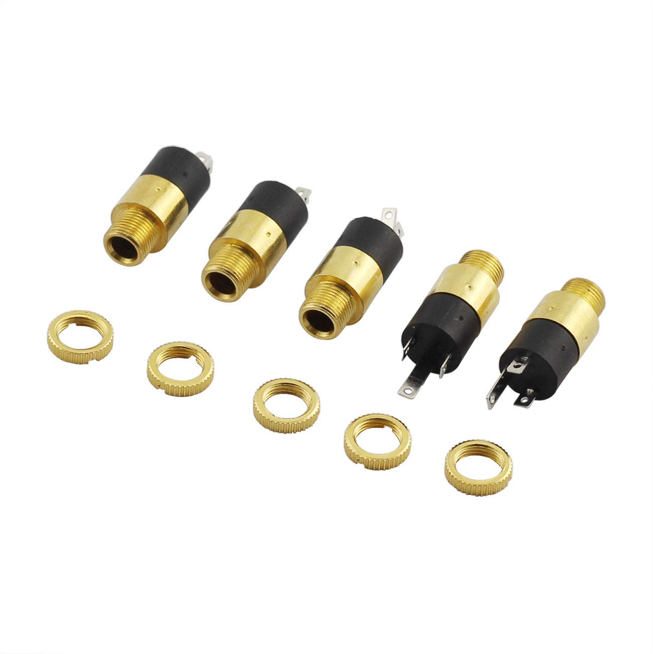 E-outstanding 5pcs Gold Plated 3.5mm Female Stereo Panel Mount Jack Connector, Audio Headphone Metal Connector