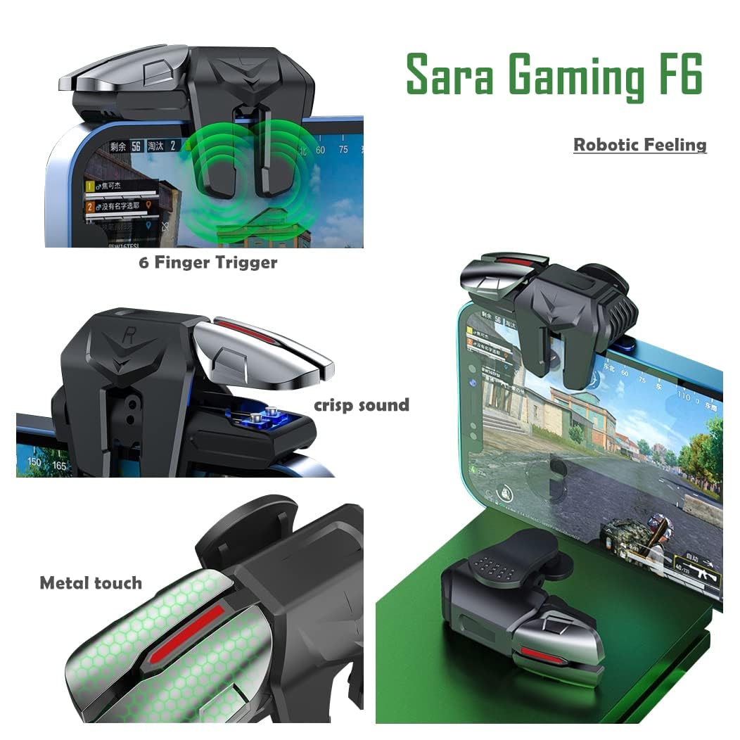 rinsfox Fox Game Triggers With Finger Sleevs, Mobile Game Controllers 6 Finger, Plug and Play Gaming Trigger for iOS and Android
