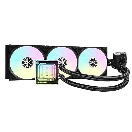 KINGCOOL Pure Flow 360mm AIO CPU Liquid Cooler, Enhanced 4500RPM Pump, Transparent Water Block, 3x120mm ARGB PWM Fans, Aluminum Radiator, Compatible