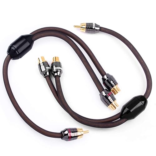 LEIGESAUDIO 1ft 1 Male to 2 Female RCA Y Adapter Splitter Connector (2 Pack) (1 Male to 2 Female)