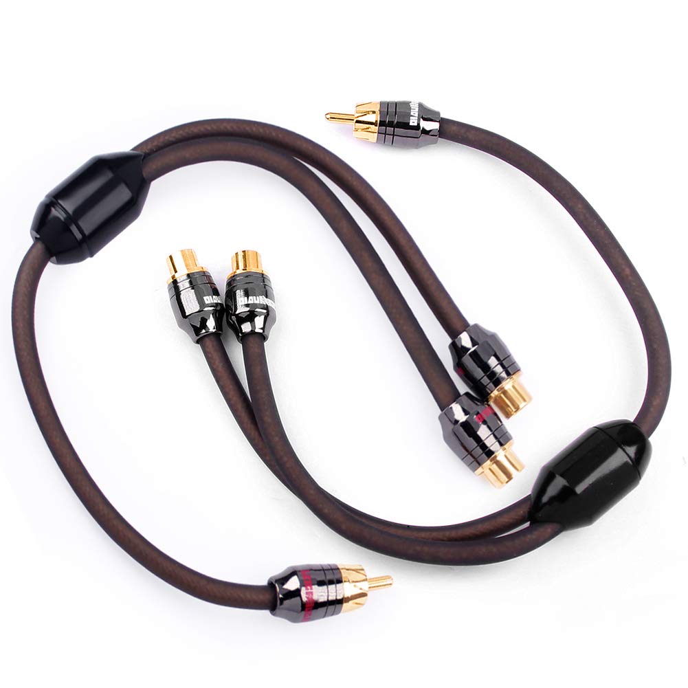 LEIGESAUDIO 1ft 1 Male to 2 Female RCA Y Adapter Splitter Connector (2 Pack) (1 Male to 2 Female)