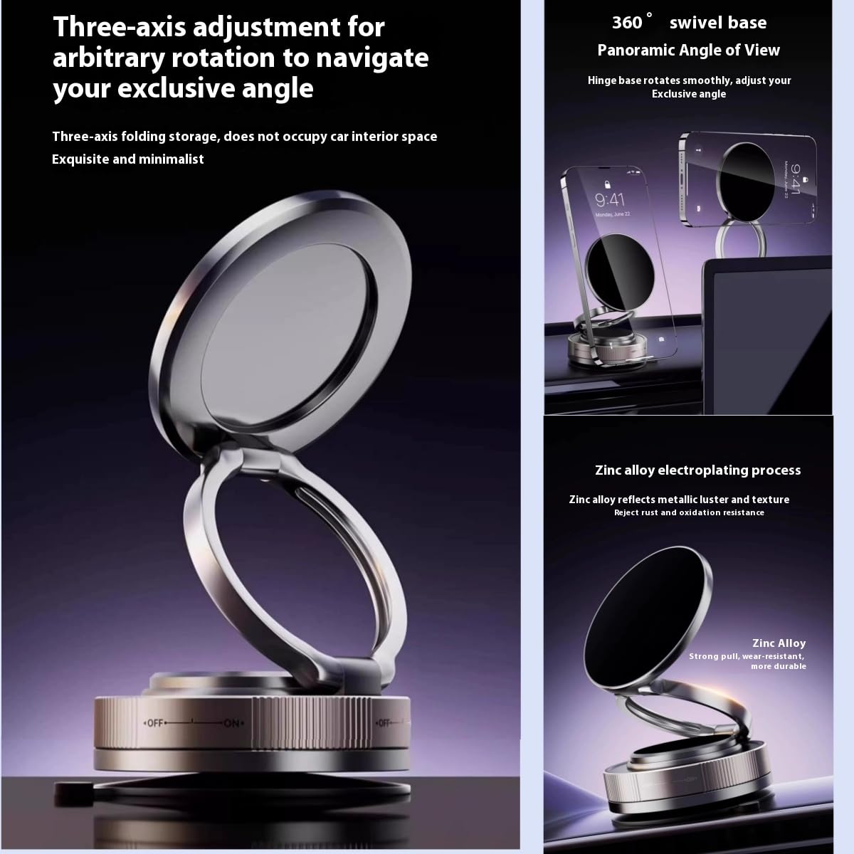 anbaole Upgrade Your car with a Vacuum Magnetic Phone Holder in 2026, Suitable for iPhone/Android/Mobile Universal 360 ° Adjustable Folding Magsafe