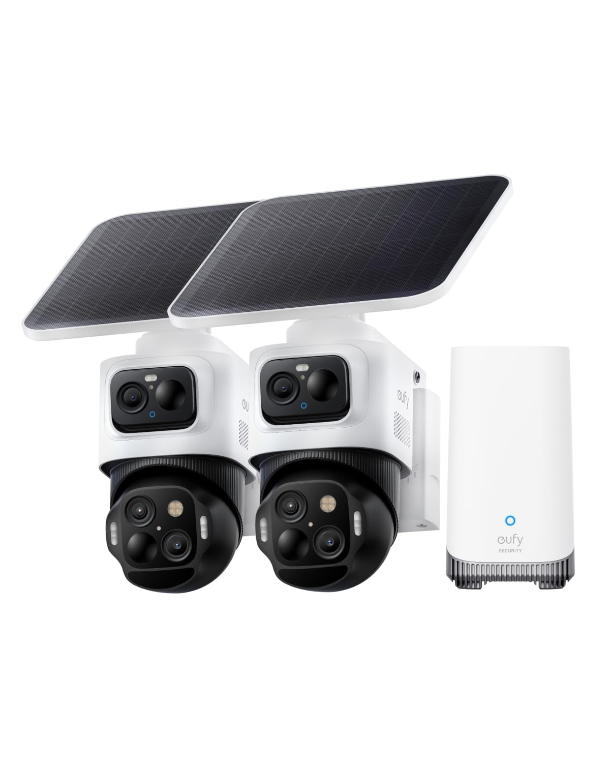 eufy Security eufyCam S4 2-Cam Kit,4K Solar Camera Wireless Outdoor, Triple Lens Bullet-PTZ Cam, 360° View, Cross-Cam Track, AI Recognition, 8X Zoom