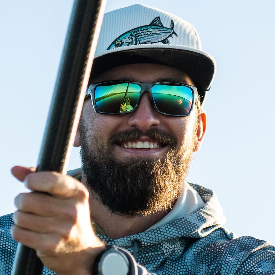 Bajio Sigs - Polarized Sunglasses - Ivory Rock Gloss - Green Mirror Glass Lens - - Contrast Enhancing Glass Optics