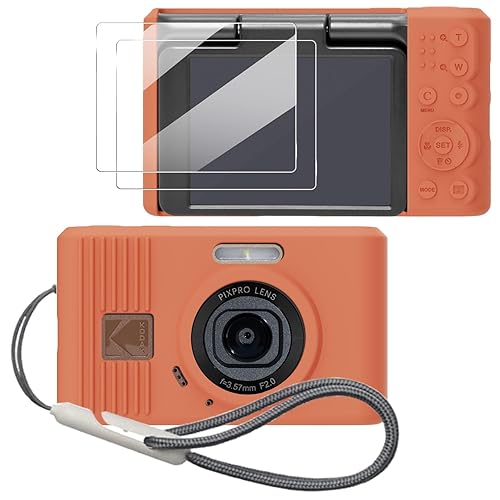 Tedubax Silicone Case for Kodak pixpro C1 Digital Camera with 2PCS Screen Protector and Lanyard- Khaki