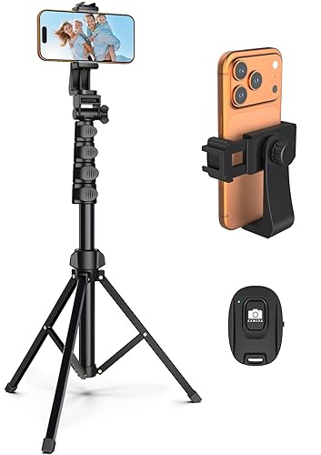 Liphisy 64” Tripod for Cell Phone & Camera, Phone Tripod with Remote and Phone Holder, Sturdy & Stable Height Adjustable Multi-Angle Shot Selfie Stick